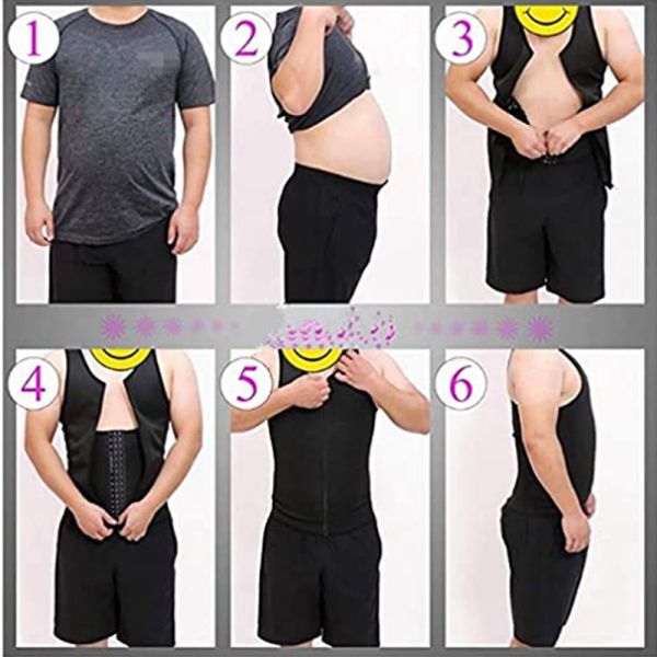 Men Shapewear Hook Zipper Adjustable Tummy Control Vest Waist Trainer Slimming Abdomen Tank Top Compressive Body Shaper Fat Burn
