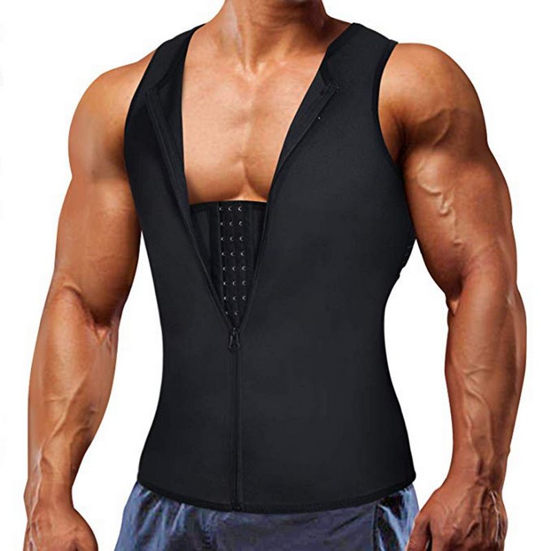 Men Shapewear Hook Zipper Adjustable Tummy Control Vest Waist Trainer Slimming Abdomen Tank Top Compressive Body Shaper Fat Burn
