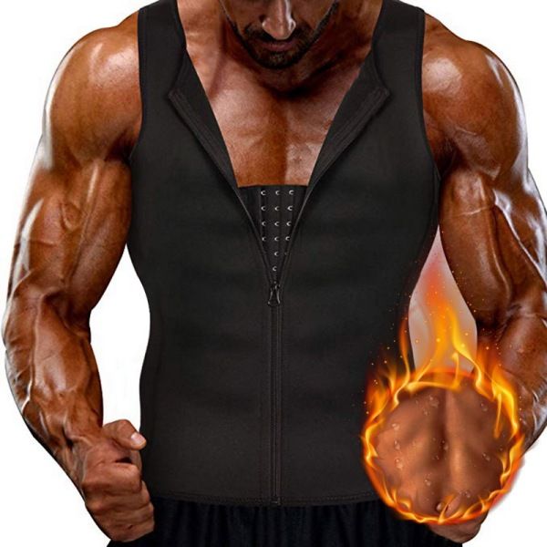 Men Shapewear Hook Zipper Adjustable Tummy Control Vest Waist Trainer Slimming Abdomen Tank Top Compressive Body Shaper Fat Burn