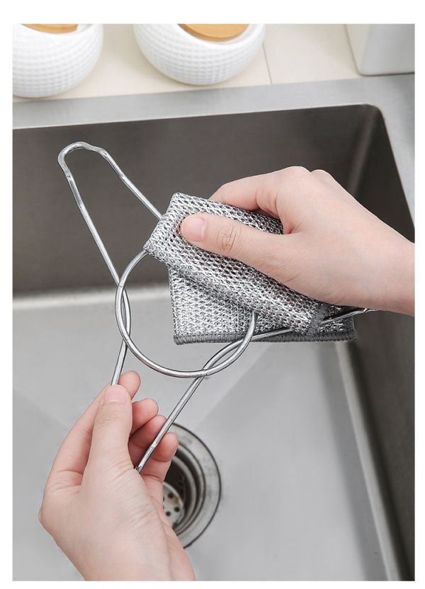 10pcs Steel Wire Cleaning Cloths Double Sided Non-stick Oil Washing Pan Pot Rags Kitchen Dishes Coffee Stain Grid Dish Cloth