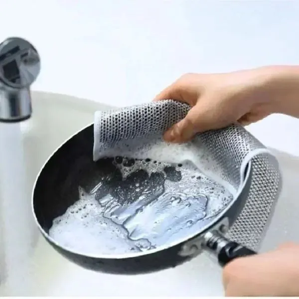 10pcs Steel Wire Cleaning Cloths Double Sided Non-stick Oil Washing Pan Pot Rags Kitchen Dishes Coffee Stain Grid Dish Cloth