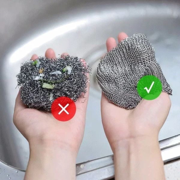 10pcs Steel Wire Cleaning Cloths Double Sided Non-stick Oil Washing Pan Pot Rags Kitchen Dishes Coffee Stain Grid Dish Cloth