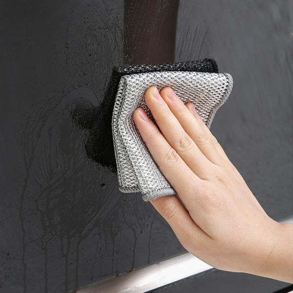 10pcs Steel Wire Cleaning Cloths Double Sided Non-stick Oil Washing Pan Pot Rags Kitchen Dishes Coffee Stain Grid Dish Cloth