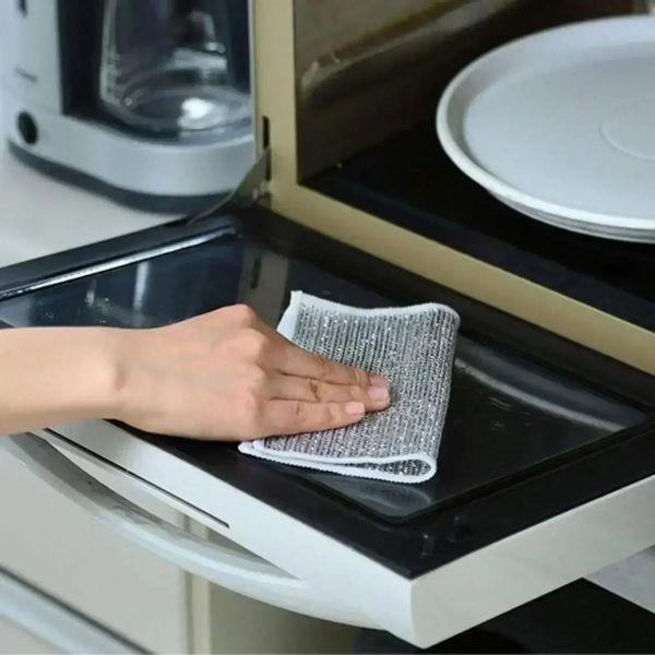 10pcs Steel Wire Cleaning Cloths Double Sided Non-stick Oil Washing Pan Pot Rags Kitchen Dishes Coffee Stain Grid Dish Cloth