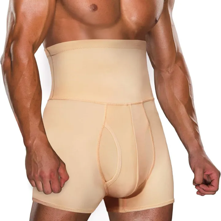 Men Tummy Control Shapewear Shorts High Waist Slimming Body Shaper Waist Trainer Girdle Compression Underwear Boxer Brief