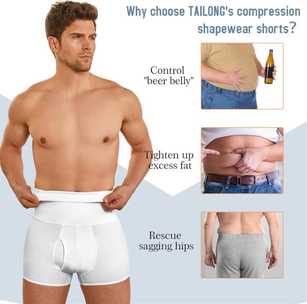 Men Tummy Control Shapewear Shorts High Waist Slimming Body Shaper Waist Trainer Girdle Compression Underwear Boxer Brief