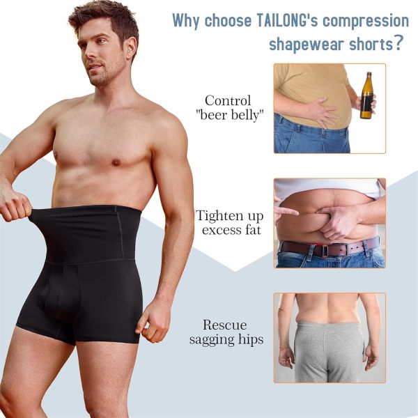 Men Tummy Control Shapewear Shorts High Waist Slimming Body Shaper Waist Trainer Girdle Compression Underwear Boxer Brief