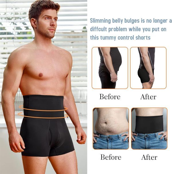 Men Tummy Control Shapewear Shorts High Waist Slimming Body Shaper Waist Trainer Girdle Compression Underwear Boxer Brief