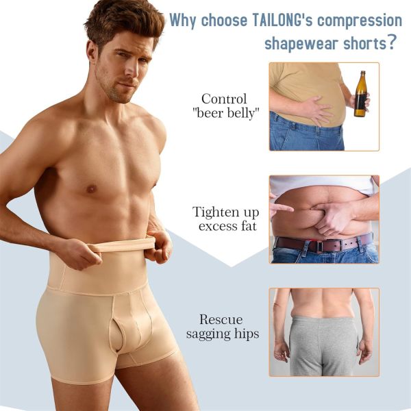 Men Tummy Control Shapewear Shorts High Waist Slimming Body Shaper Waist Trainer Girdle Compression Underwear Boxer Brief