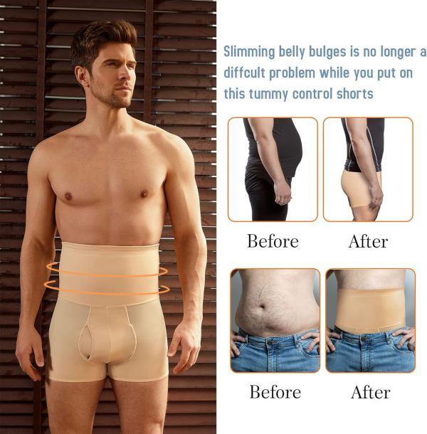 Men Tummy Control Shapewear Shorts High Waist Slimming Body Shaper Waist Trainer Girdle Compression Underwear Boxer Brief