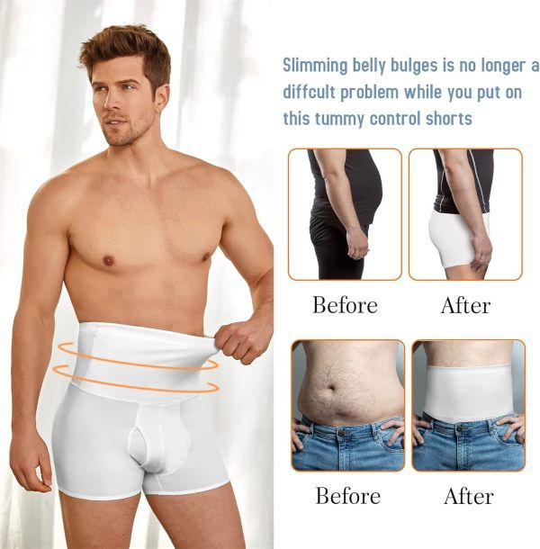 Men Tummy Control Shapewear Shorts High Waist Slimming Body Shaper Waist Trainer Girdle Compression Underwear Boxer Brief