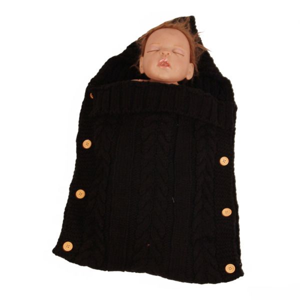 Baby Infant Swaddle Wrap Warm Wool Blends Crochet Knitted Hoodie Wrap Blanket Sleeping Bag