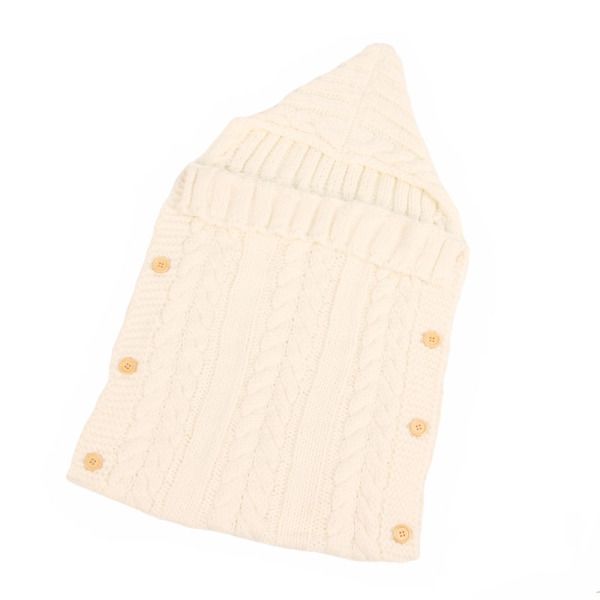 Baby Infant Swaddle Wrap Warm Wool Blends Crochet Knitted Hoodie Wrap Blanket Sleeping Bag