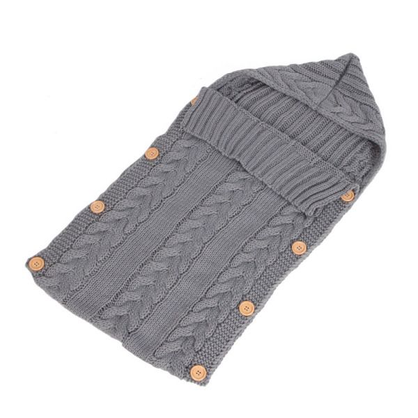 Baby Infant Swaddle Wrap Warm Wool Blends Crochet Knitted Hoodie Wrap Blanket Sleeping Bag