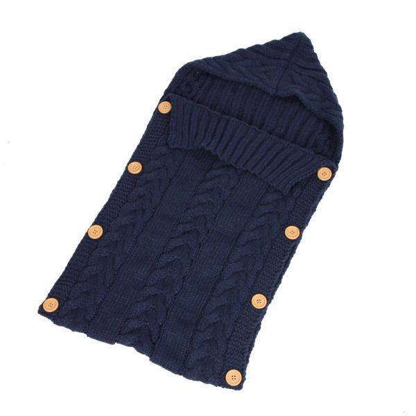 Baby Infant Swaddle Wrap Warm Wool Blends Crochet Knitted Hoodie Wrap Blanket Sleeping Bag
