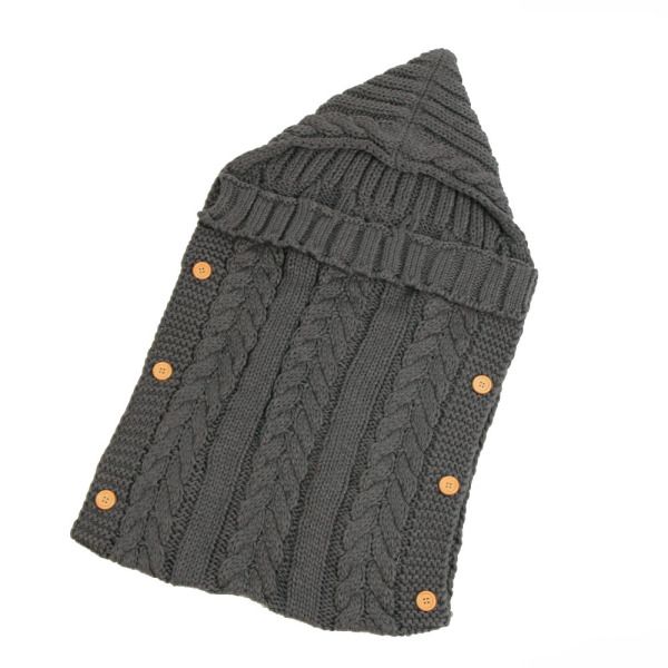 Baby Infant Swaddle Wrap Warm Wool Blends Crochet Knitted Hoodie Wrap Blanket Sleeping Bag