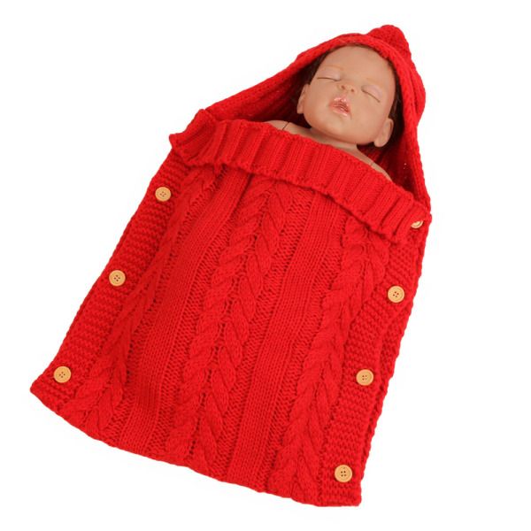 Baby Infant Swaddle Wrap Warm Wool Blends Crochet Knitted Hoodie Wrap Blanket Sleeping Bag