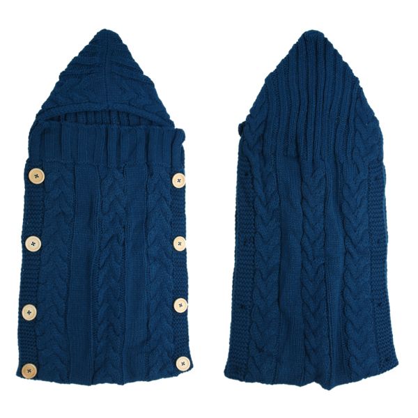 Baby Infant Swaddle Wrap Warm Wool Blends Crochet Knitted Hoodie Wrap Blanket Sleeping Bag
