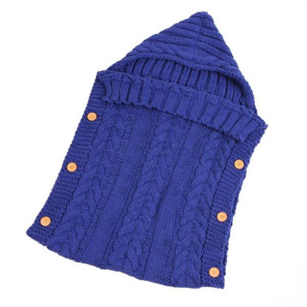 Baby Infant Swaddle Wrap Warm Wool Blends Crochet Knitted Hoodie Wrap Blanket Sleeping Bag