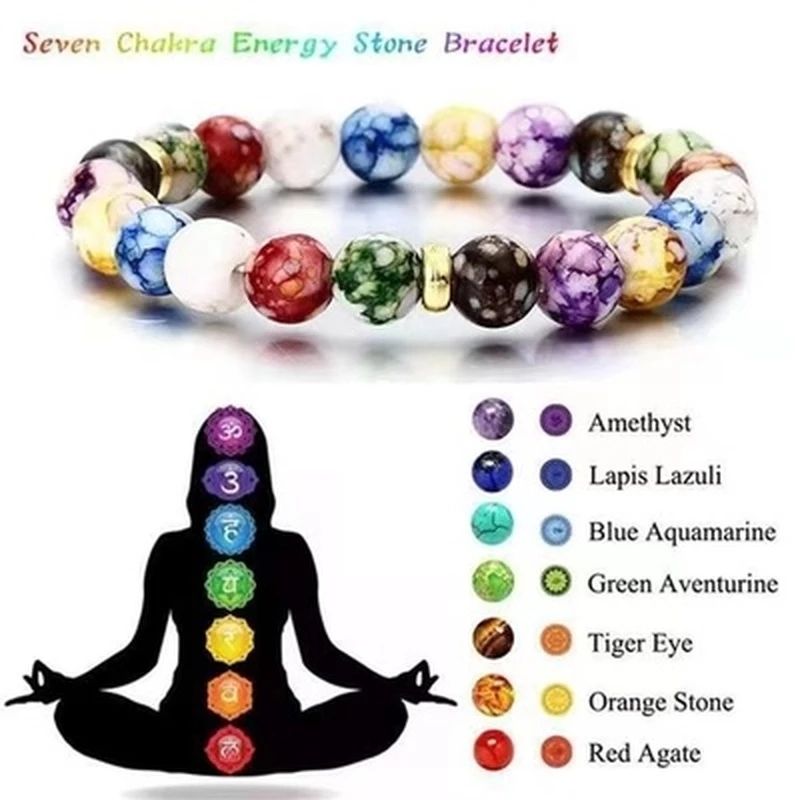 7 Chakras Reiki Healing Stone Bracelet Yoga Balance Energy Natural Volcanic Stones Beads DIY Handmade Jewelry Beaded Bracelets