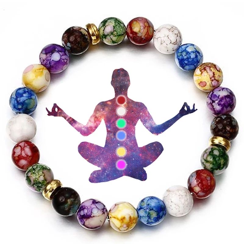 7 Chakras Reiki Healing Stone Bracelet Yoga Balance Energy Natural Volcanic Stones Beads DIY Handmade Jewelry Beaded Bracelets