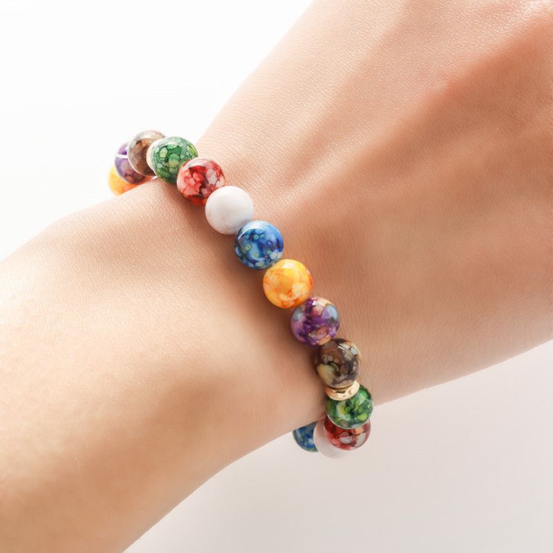 7 Chakras Reiki Healing Stone Bracelet Yoga Balance Energy Natural Volcanic Stones Beads DIY Handmade Jewelry Beaded Bracelets