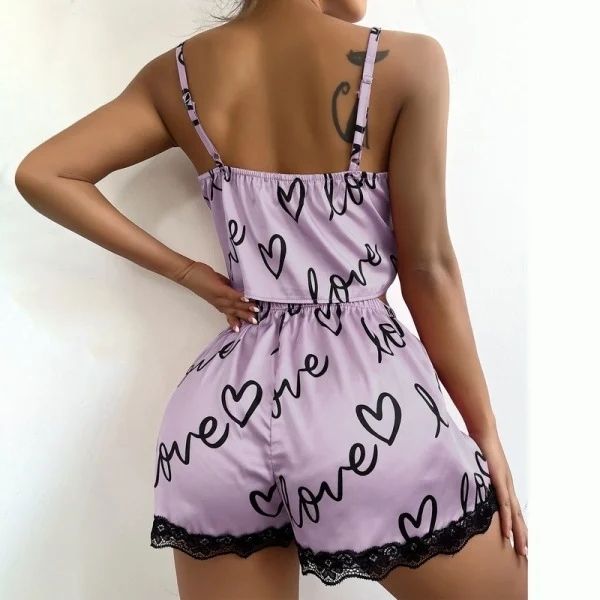 Floral Pajama Set Women's 2 Pieces Sleepwear Pyjamas Silk Satin Cami Top and Shorts Pajamas Summer Pajamas Set for Women