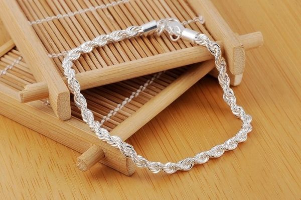 925 Silver plating Jewelry Sets For Women Men 4mm Twisted Chain Bracelet Necklace 2pcs Sets Fashion Jewelry Wholesale