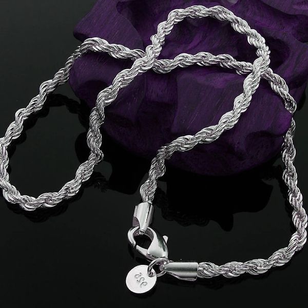 925 Silver plating Jewelry Sets For Women Men 4mm Twisted Chain Bracelet Necklace 2pcs Sets Fashion Jewelry Wholesale