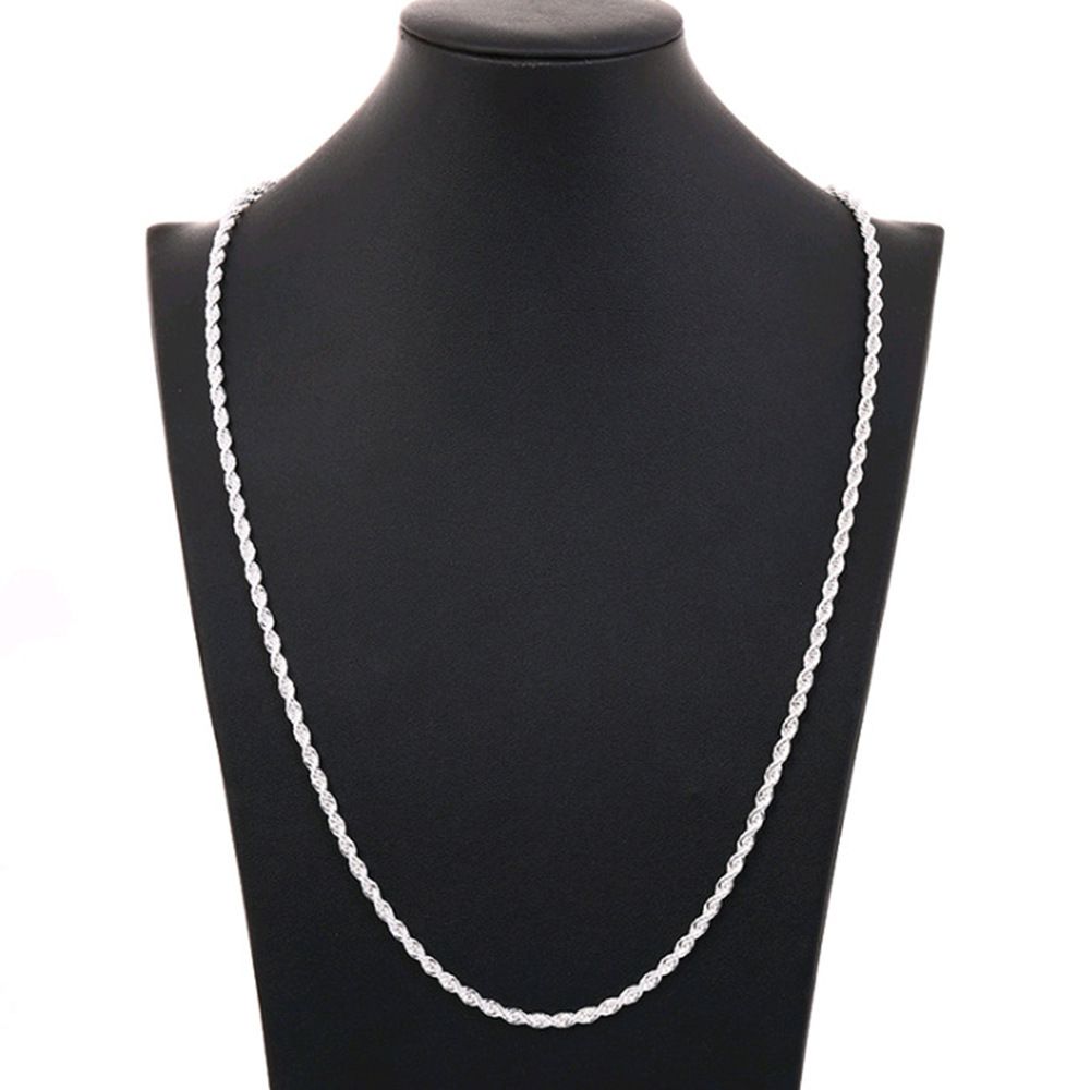 925 Silver plating Jewelry Sets For Women Men 4mm Twisted Chain Bracelet Necklace 2pcs Sets Fashion Jewelry Wholesale