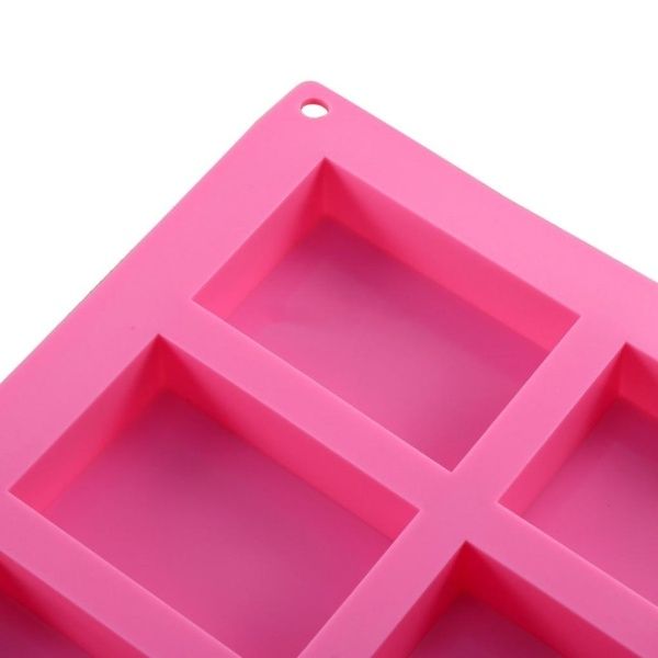 1 Pc 6-Cavity Plain Rectangle Soap Mold Silicone Craft DIY Cake Making Mould