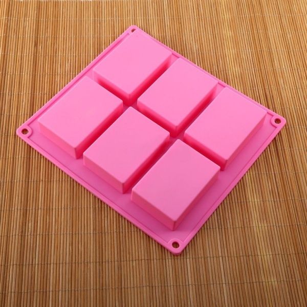 1 Pc 6-Cavity Plain Rectangle Soap Mold Silicone Craft DIY Cake Making Mould