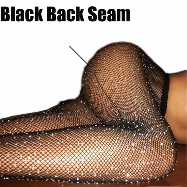 Stockings Tights Women Rhinestone Mesh Fishnet Pantyhose Glitter Stocking Back Seam Hosiery