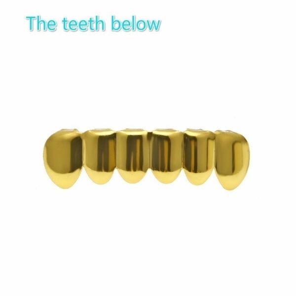 24K Gold Plated Grillz for Mouth Top Bottom Hip Hop Teeth