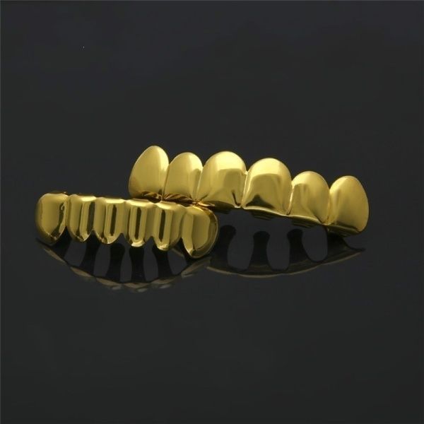 24K Gold Plated Grillz for Mouth Top Bottom Hip Hop Teeth
