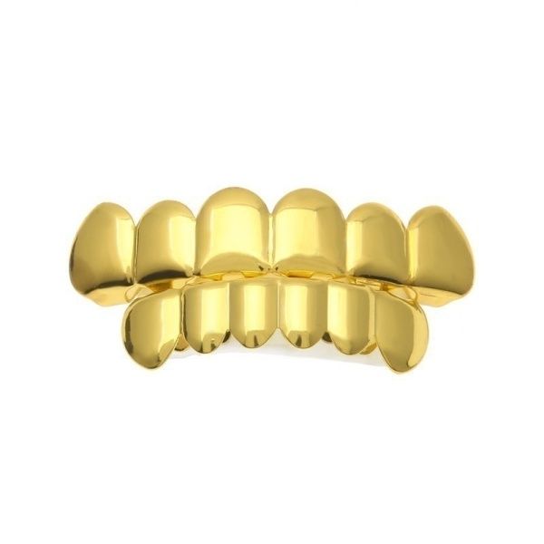 24K Gold Plated Grillz for Mouth Top Bottom Hip Hop Teeth