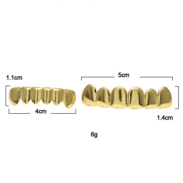 24K Gold Plated Grillz for Mouth Top Bottom Hip Hop Teeth