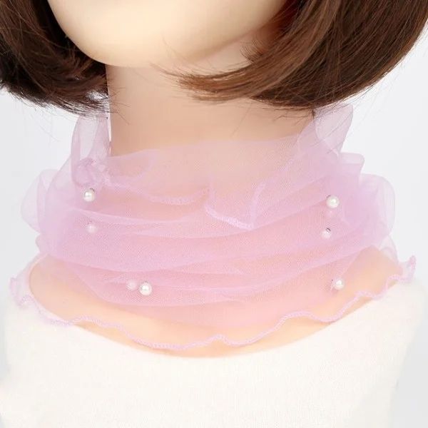 Spring Summer Chiffon Neck Collar Scarf Women Head Thin Sunscreen Variety Small Silk Anti-UV Scarf Mask Multi-Function Scarf