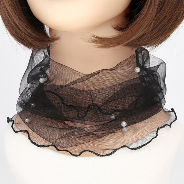 Spring Summer Chiffon Neck Collar Scarf Women Head Thin Sunscreen Variety Small Silk Anti-UV Scarf Mask Multi-Function Scarf