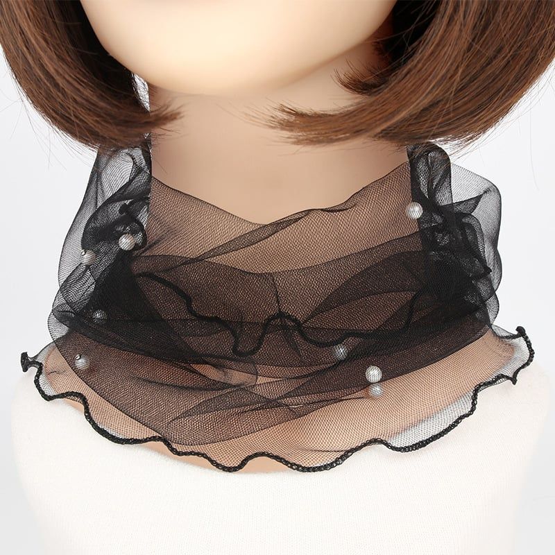 Spring Summer Chiffon Neck Collar Scarf Women Head Thin Sunscreen Variety Small Silk Anti-UV Scarf Mask Multi-Function Scarf