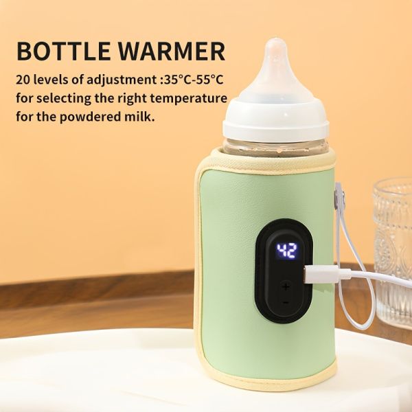 USB Feeding Bottle Warmer Bag Outdoor Winter Insulated Breastmilk Heating Bag Insulated Baby Bottle Stroller Bag for Home Travel