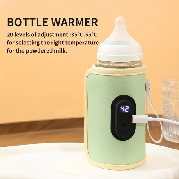 USB Feeding Bottle Warmer Bag Outdoor Winter Insulated Breastmilk Heating Bag Insulated Baby Bottle Stroller Bag for Home Travel
