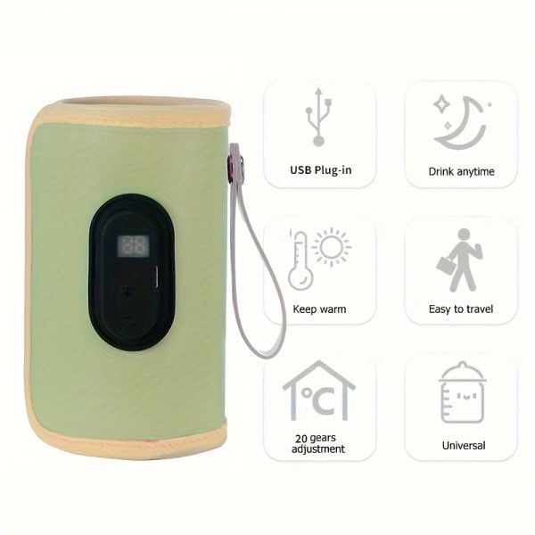 USB Feeding Bottle Warmer Bag Outdoor Winter Insulated Breastmilk Heating Bag Insulated Baby Bottle Stroller Bag for Home Travel