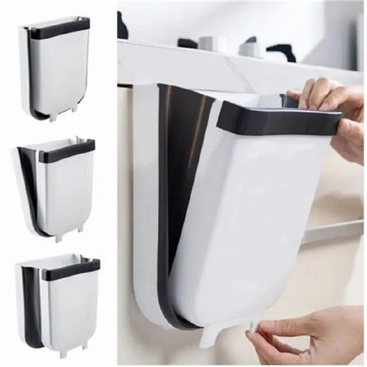 Wall Hanging Folding Trash Bin, Kitchen Cabinet Door Hanging Trash Bin, Car Trash Bin, Bathroom Toilet Trash