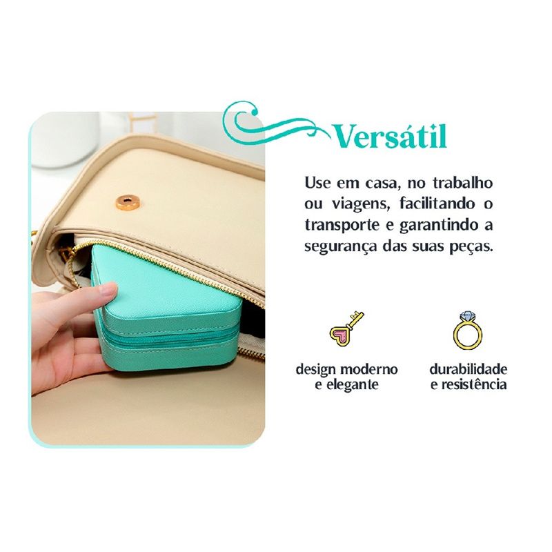 Solid Color Jewelry Organizer Leather Square Small Round Box Ring Earrings Portable Travel Jewelry Storage Bag