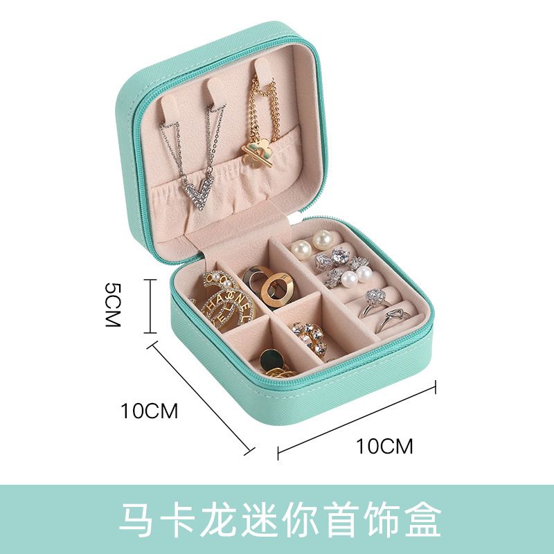 Solid Color Jewelry Organizer Leather Square Small Round Box Ring Earrings Portable Travel Jewelry Storage Bag