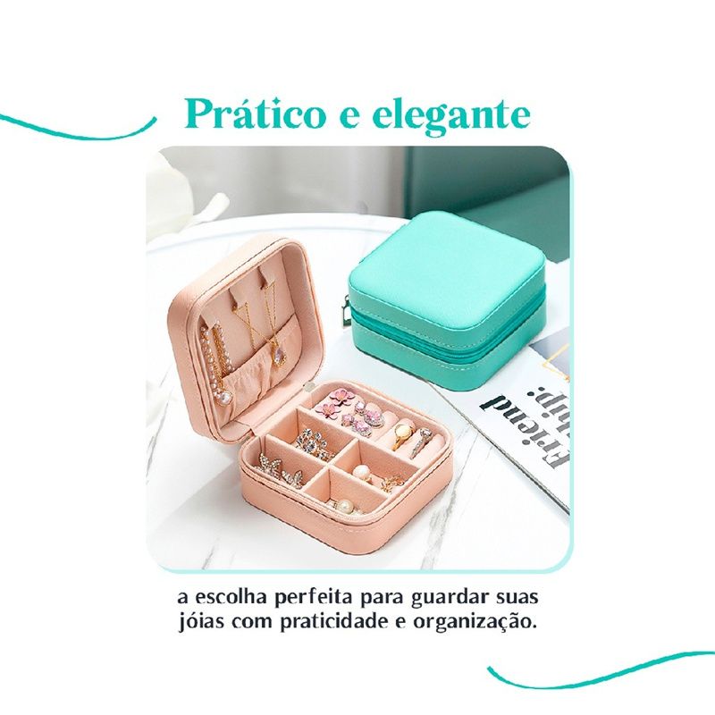 Solid Color Jewelry Organizer Leather Square Small Round Box Ring Earrings Portable Travel Jewelry Storage Bag