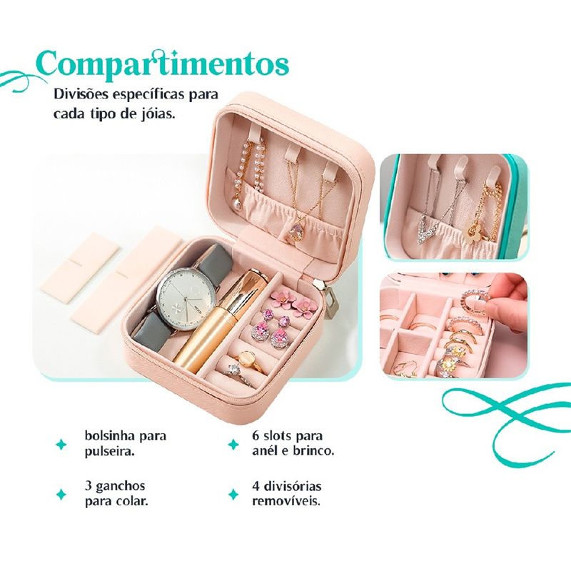 Solid Color Jewelry Organizer Leather Square Small Round Box Ring Earrings Portable Travel Jewelry Storage Bag