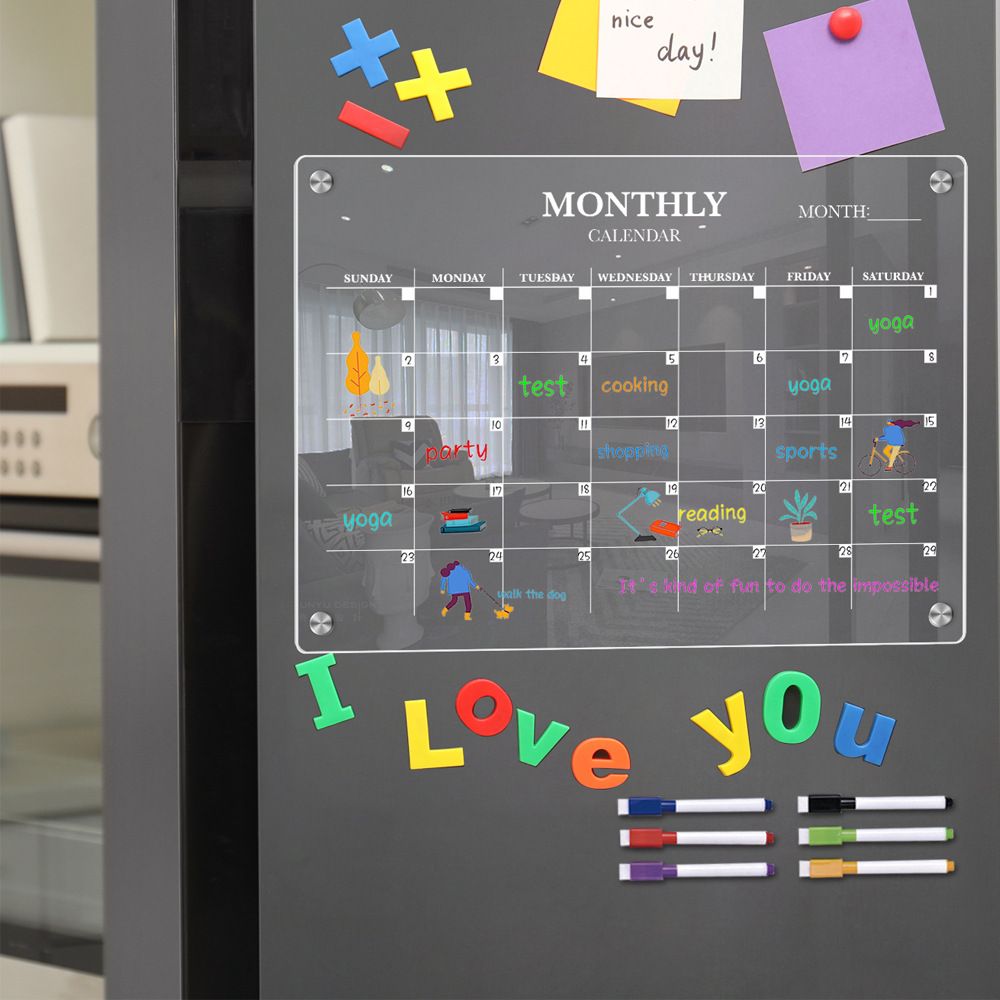 Acrylic Note Board Refrigerator Dry Erase Board Magnetic Clear