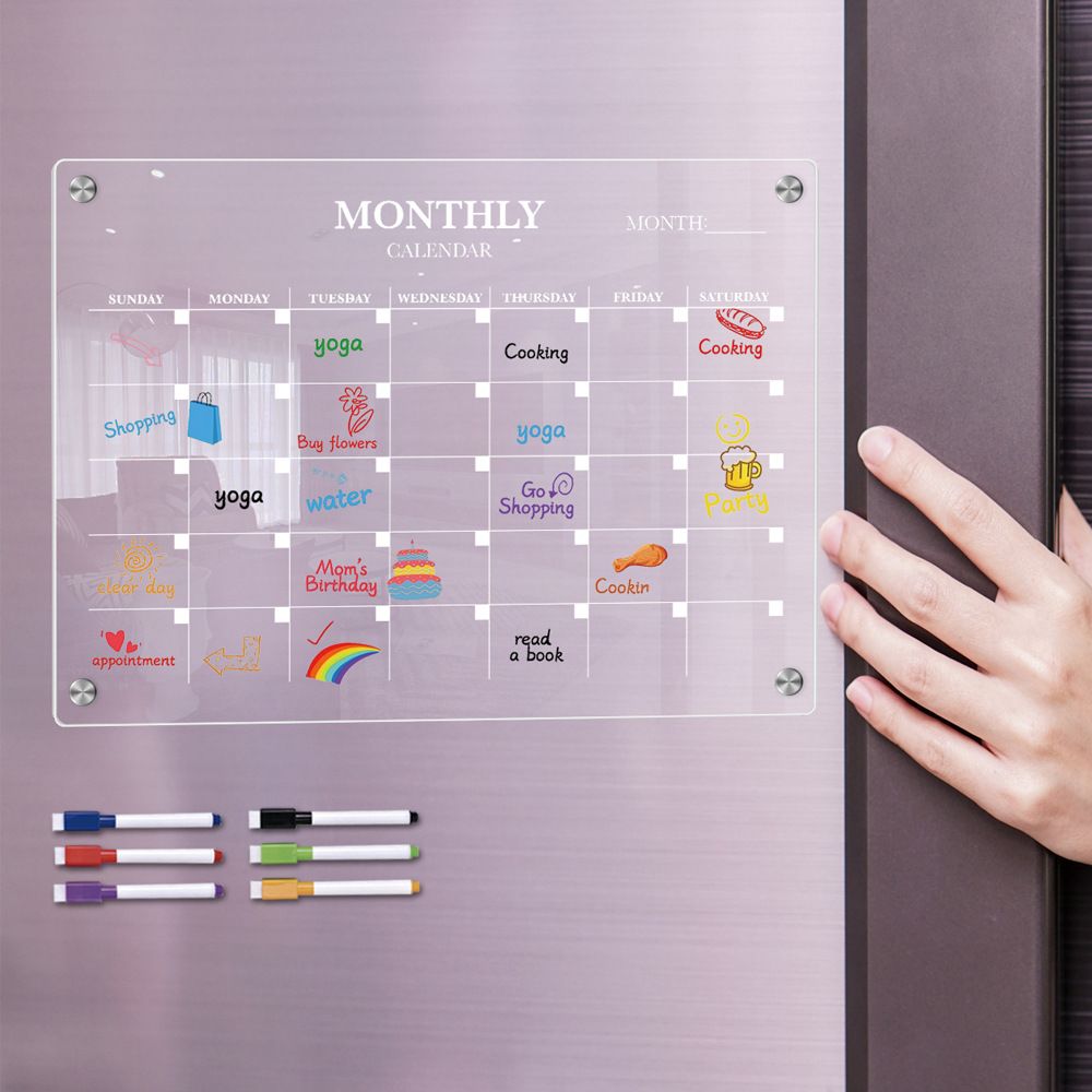 Acrylic Note Board Refrigerator Dry Erase Board Magnetic Clear